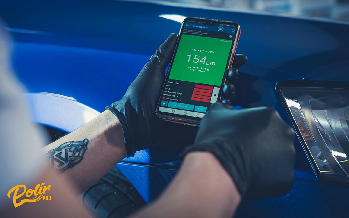 Festékvastagság megállapítás a polírozás megkezdése előtt